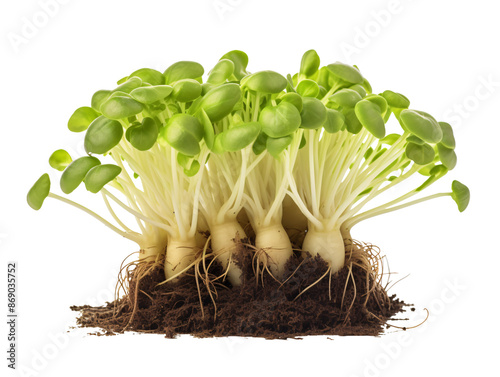 a group of sprouts growing from dirt