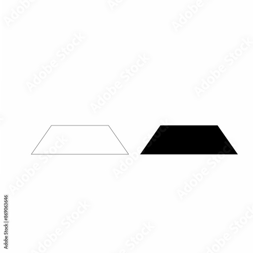 black and white trapezoid. geometric trapezoid on a white background