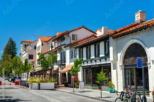 Ramona Street Architectural District in downtown Palo Alto - California, United States