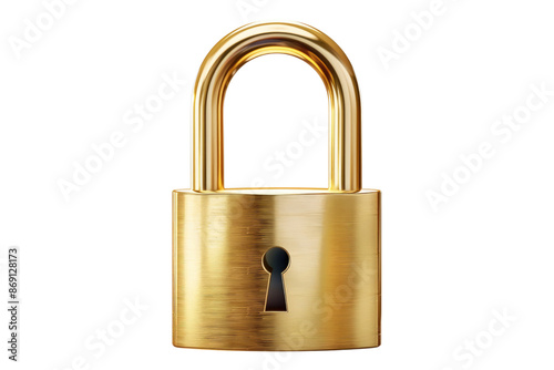 Golden padlock isolated on transparent background