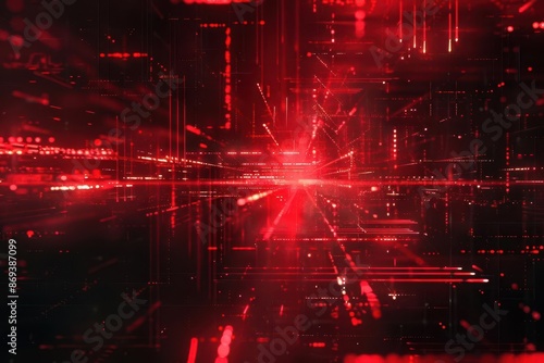 pulsating neon red cyber attack epicenter glitch in cyberspace natural light abstract background