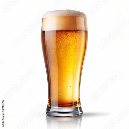 beer in glass on white background