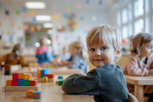 Photography of children portrait from Finland in a preschool or kindergarten class.