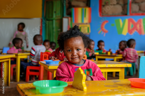 Photography of children portrait from Ethiopia in a preschool or kindergarten class.