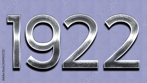 3D Chrome number design of 1922 on purple wall.