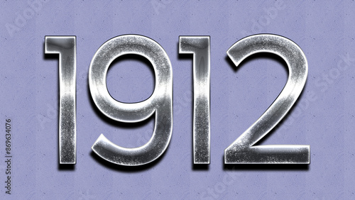 3D Chrome number design of 1912 on purple wall.