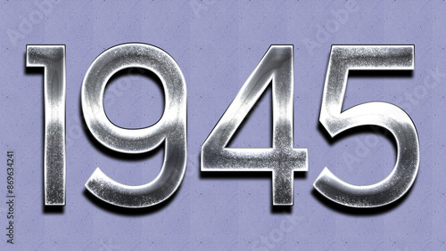 3D Chrome number design of 1945 on purple wall.