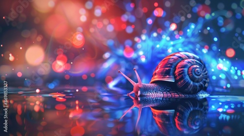 Snail in a Colorful, Bokeh-Filled World