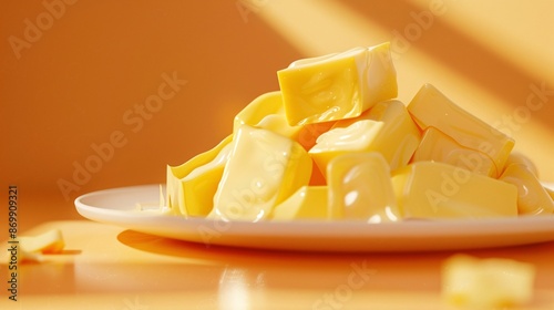 a plate of butter on a table
