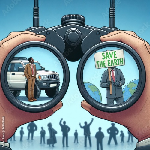 Looking through binoculars at the hypocritical world