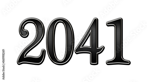 black metal 3d design of number 2041 on white background.