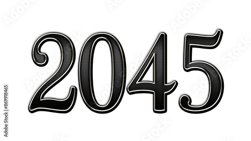 black metal 3d design of number 2045 on white background.