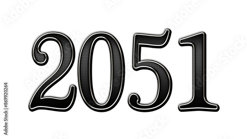 black metal 3d design of number 2051 on white background.