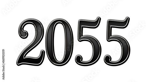 black metal 3d design of number 2055 on white background.