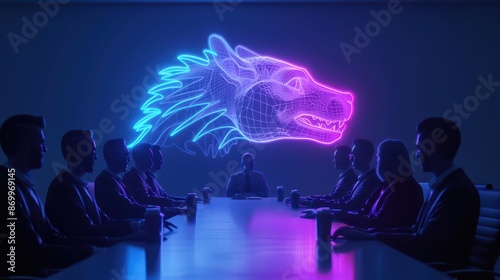 Holographic meetings are presided over by mythical animal leaders