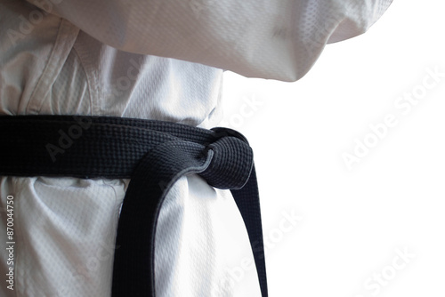 Isolated Taekwondo player black belt transparency, martial arts