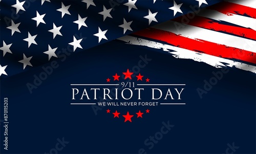 patriot day background, september 11, , greeting card with United States national flag colors, modern design vector illustration