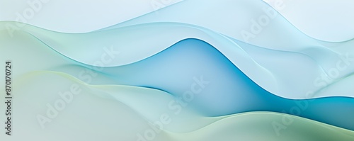 Abstract soft gentle green blue waves and bubbles background, fluid motion art