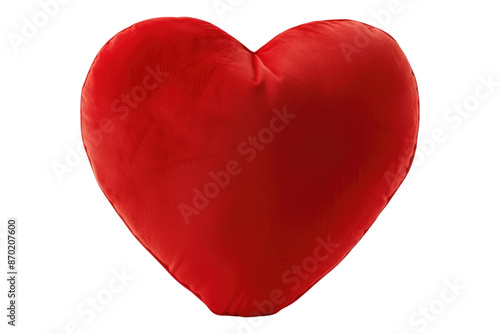 Red heart shaped pillow isolated on transparent background