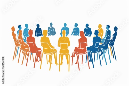 Group of diverse people sitting in a circular arrangement engaging in a collaborative discussion in a community setting