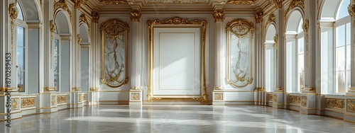 Ornately Gilded Classical Renaissance Inspired Frame Mockup in Stately Manor Interior