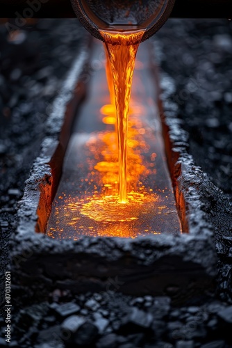 Pouring of liquid metal in open hearth workshopPouring of liquid metal in open hearth workshop