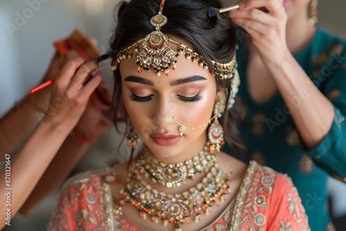 Beautiful Indian Bride in Gold Jewelry on Wedding Day