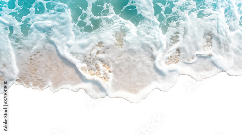 sea waves on the beach isolated on transparent white background, clipping path