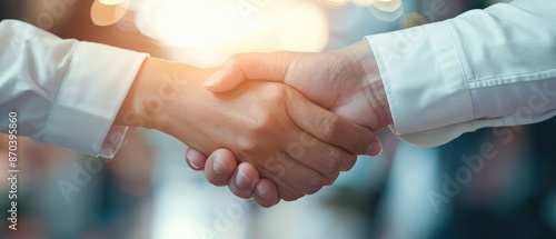 Hand shaking another hand, close-up, partnership concept, professional agreement, business deal