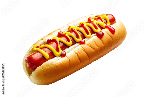 a hot dog with mustard and ketchup