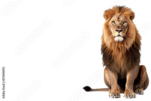 a lion sitting on a white background