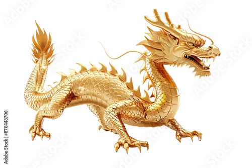 a gold dragon with a white background