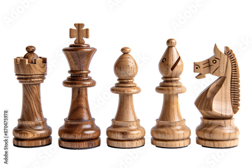 a group of wooden chess pieces