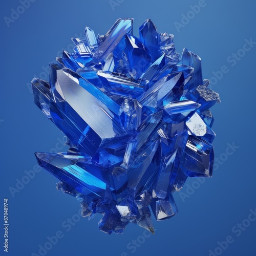 A blue crystal ball with many pieces of blue crystal