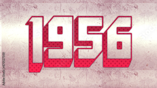 Cute 3d bold outline pink number design of 1956 on white background.