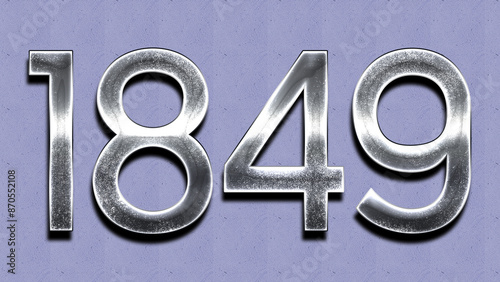 3D Chrome number design of 1849 on purple wall.