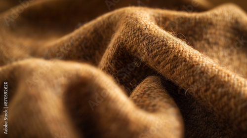 Rich brown wool fabric with warm, cozy texture. Ideal for fall clothing promotions.