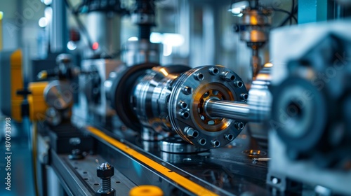 A close-up image of an electric motor being tested on a bench