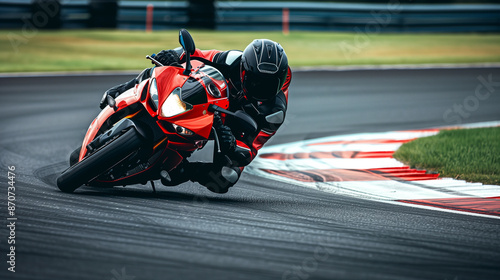 sport motorbike on racing track 