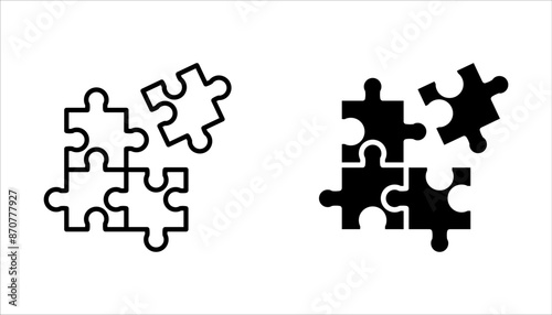 Puzzle icon set in trendy flat style design. Vector graphic illustration. isolated on white background