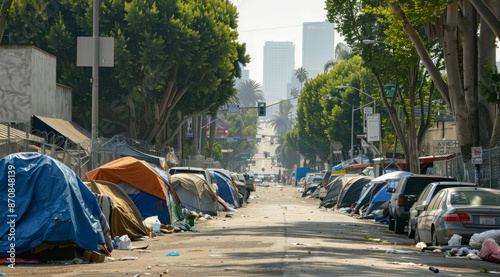 Homeless tents on the streets in downtown.