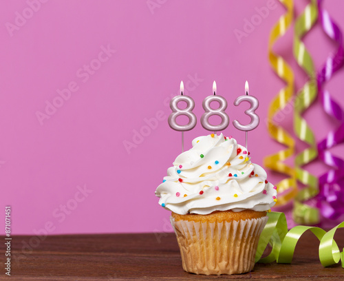 Birthday Cupcake With Candles Lit Forming The Number 883