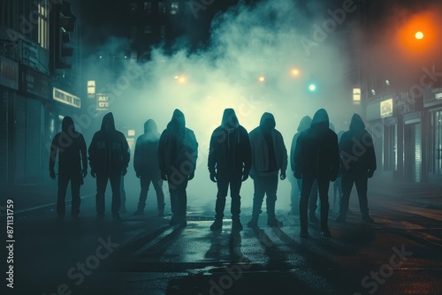 Foggy Night: Hooded Figures in Urban Noir