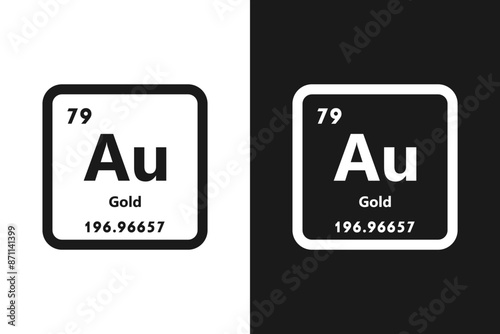 Gold, Au, chemical periodic element icon. The chemical element of the periodic table. Sign with atomic number. Gold element