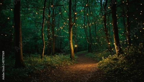 illuminated forest path 