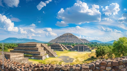 beautiful landscape of the pyramid of the sun Teotihuacán