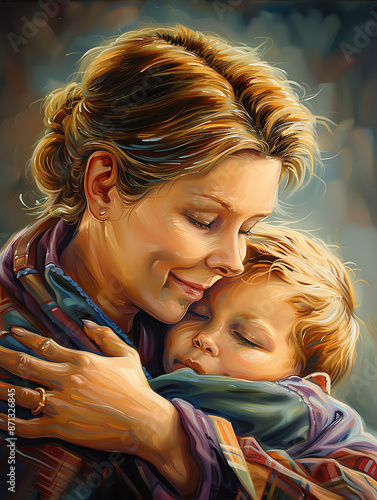 Parent giving nurturing care during a childs illness, nurturing, compassionate attention