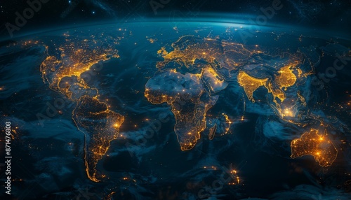 Global map with highlighted economic zones, economics, world economic zones