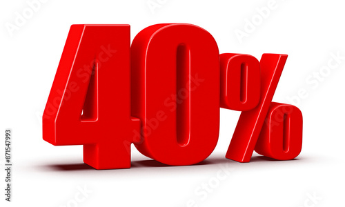 40 Percent Off Sale Red Number 3D