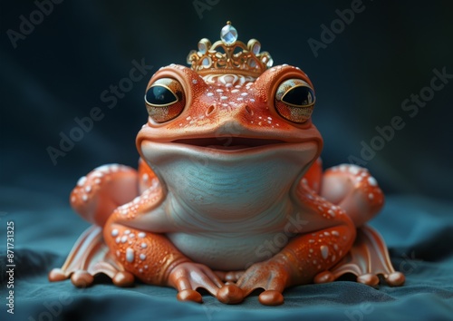 Illustration of a frog in a princely costume wearing a crown